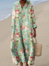 Robe à imprimé artistique de fleurs rétro