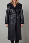 Jacinthe - Manteau en peau lainée ceinturé