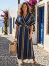 Saphira | Robe midi portefeuille rayée