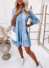 Jenny - Robe midi en jean à volants