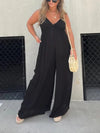 Dagmar - Jumpsuit med v-ringning och vida ben