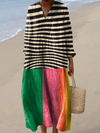 Elise - Robe vintage à imprimé artistique de lignes