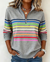 Diana - Randig sweatshirt med halv dragkedja