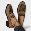 Nora - Beige loafers i mocka med leopard