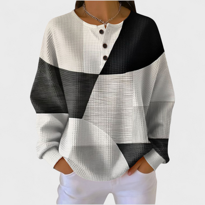 Amandine - Pull graphique noir et blanc
