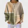 Séverine - Pull beige patchwork rayé