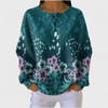 Bérangère - Pull bleu pétrole à motif floral