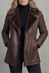 Apolline - Veste en cuir doublée sherpa