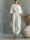 Anneli - Vitt set med asymmetrisk topp