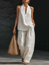 Penelope | blanc Faux lin col en v