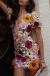 Sue | Robe courte fleurie à manches
