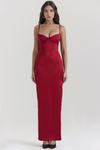 RUBINA - Robe longue en satin