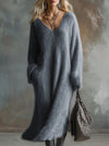 Anselma | Robe longue grise en maille