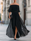 Annetta | Robe longue noire en mousseline