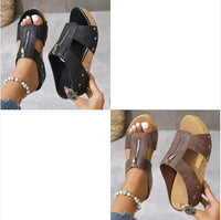 Sandales orthopédiques Elza™ noires et marron, brides réglables à boucle.