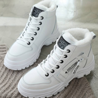 Bottes d’hiver blanches à lacets, doublure fourrure, semelle épaisse profilée