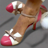Escarpins confort bicolores beige, blanc et rouge, bride fine et talon moyen