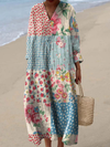 Violette - Robe à imprimé artistique floral vintage