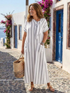 Elaris | Robe midi rayée à manches