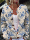 Françoise - Cardigan floral bleu
