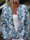 Éloïse - Cardigan floral bleu et blanc