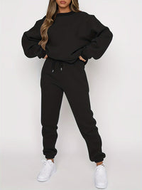 Ensemble d’intérieur femme noir : sweat manches longues et pantalon jogging