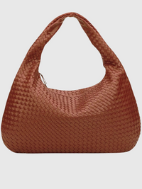 Sac d’épaule tressé marron, grande contenance, forme hobo