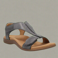 Sandales orthopédiques Sophie™ grises à bride velcro et bout ouvert