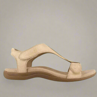 Sandales orthopédiques beige à orteil ouvert, sangle en tissu et semelle épaisse
