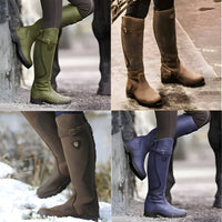 Bottes montantes hauteur genou en plusieurs coloris, patte à boucle, semelles épaisses