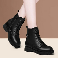 Bottines noires à lacets avec fermeture zippée latérale, semelle épaisse