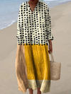 Robe fluide jaune à imprimé artistique de pois