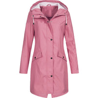 Veste de printemps femme rose à capuche, boutonnée, poches zippées