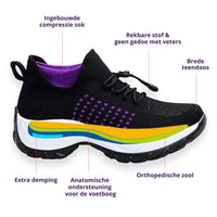 Baskets LilacLuxe™ noires avec empiècements violets, lacets et semelle épaisse