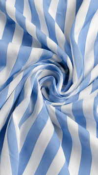 Tissu de robe rayé bleu et blanc, motif vertical ondulé