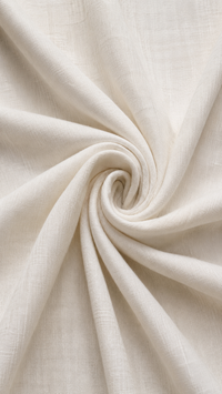 Tissu écru froissé, vue rapprochée du drapé de l’ensemble