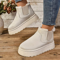 Bottes douillettes crème à enfiler, élastique latéral et bord fourré
