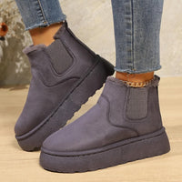 Bottes douillettes violet foncé à enfiler, élastique latéral et semelle épaisse