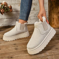 Bottes douillettes blanc cassé à enfiler, doublure douce et semelle épaisse