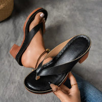 Sandales à talon Lesia™ noires, bride croisée, talon carré en bois