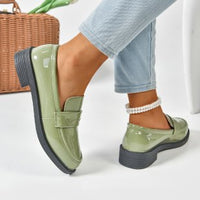 Mocassins décontractés Delia verts à bride et semelle épaisse