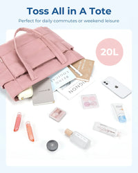 Cabas matelassé rose avec rangement pratique, grand format, volume 20 L