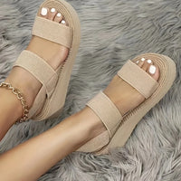 Sandales orthopédiques beige à plateforme, brides croisées et bout ouvert
