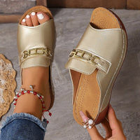 Sandales bohèmes Kimberly™ dorées à double brides et boucles métalliques