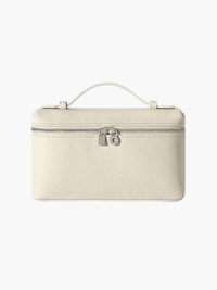 Sac à main compact blanc cassé avec poignée et fermeture zippée centrale
