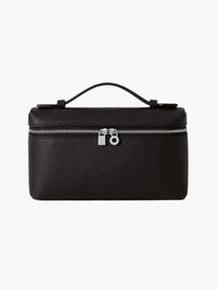 Sac à main compact noir à poignée, fermeture éclair et devant zippé