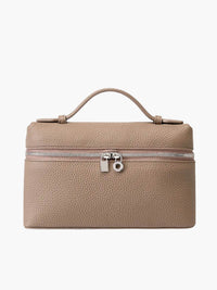 Sac à main compact beige clair à poignée, fermeture éclair sur le dessus
