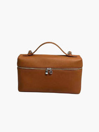 Sac à main compact marron à anses courtes et fermeture éclair sur le dessus