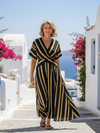 Lina | Robe midi portefeuille rayée