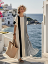 Elara | Robe longue rayée à manches